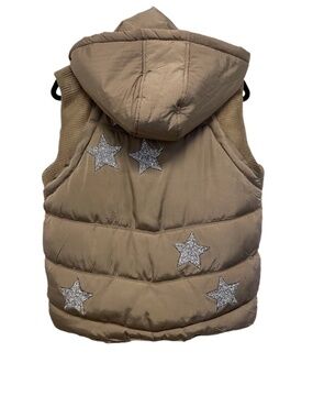 Silver Stars Tan Puffer Vest